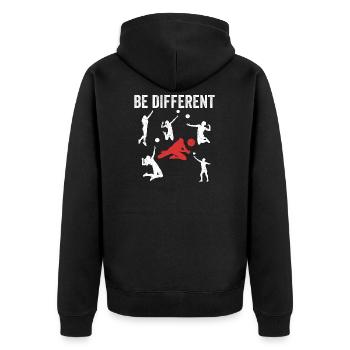 Libero Volleyball Position Mannschaft Team - Unisex Premium Bio Zip Hoodie - Schwarz - Hinten - Nico (187cm)