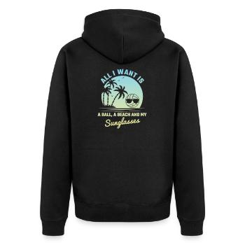 Beachvolleyball Strand Sonnenbrille Volleyball - Unisex Premium Bio Zip Hoodie - Schwarz - Hinten - Nico (187cm)