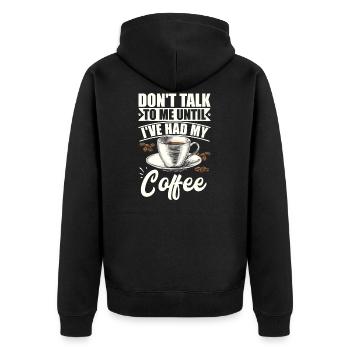 Kaffeeliebhaber Kaffee getrunken habe - Unisex Premium Bio Zip Hoodie - Schwarz - Hinten - Nico (187cm)