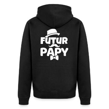 Futur Papy Naissance Grand Pere Grossesse Annonce - Veste à capuche bio Premium Unisexe - noir - Dos - Nico (187cm)