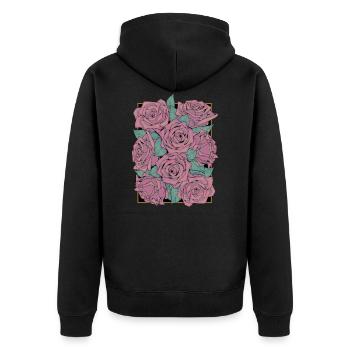 Rosen - Unisex Premium Bio Zip Hoodie - Schwarz - Hinten - Nico (187cm)