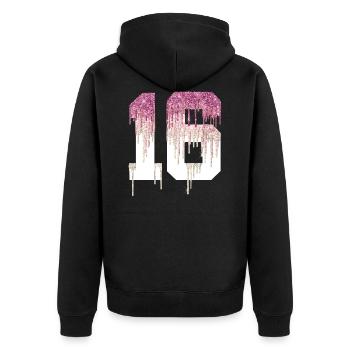 ENFIN 16 DOUX 16ÈME ANNIVERSAIRE - Veste à capuche bio Premium Unisexe - noir - Dos - Nico (187cm)
