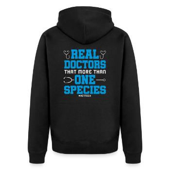 tierarzt tiermedizin tiere medizin tierarztpraxis - Unisex Premium Bio Zip Hoodie - Schwarz - Hinten - Nico (187cm)