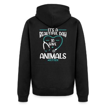 tierarzt tiermedizin tiere medizin tierarztpraxis - Unisex Premium Bio Zip Hoodie - Schwarz - Hinten - Nico (187cm)