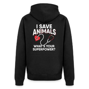 tierarzt tiermedizin tiere medizin tierarztpraxis - Unisex Premium Bio Zip Hoodie - Schwarz - Hinten - Nico (187cm)
