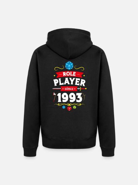 Rollenspieler seit 1993 - Unisex Premium Bio Zip Hoodie - Schwarz
