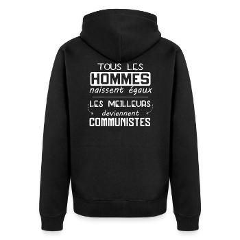 Communiste - Homme - Cadeau - Politique - Drôle - Veste à capuche bio Premium Unisexe - noir - Dos - Nico (187cm)