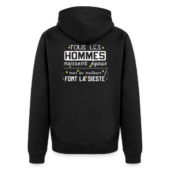 Sieste - Dormir - Dodo - Lit - Cadeau - Drôle - Veste à capuche bio Premium Unisexe - noir - Dos - Nico (187cm)