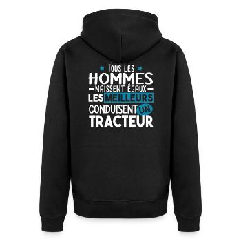 Tracteur Papa Agriculteur Agriculture Humour - Veste à capuche bio Premium Unisexe - noir - Dos - Nico (187cm)