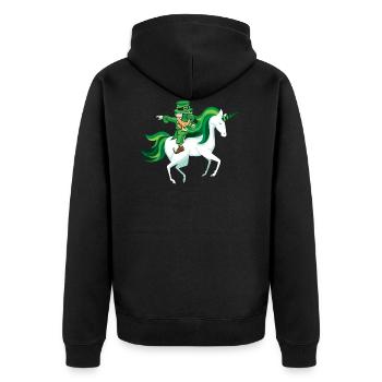 St. Patrick's unicorn dab leprechaun gift funny - Unisex Premium Organic Zip Hoodie - black - Back - Nico (187cm)