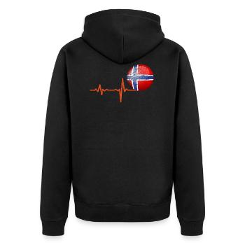 Heartbeat Norwegen Ball Geschenk - Unisex Premium Bio Zip Hoodie - Schwarz - Hinten - Nico (187cm)
