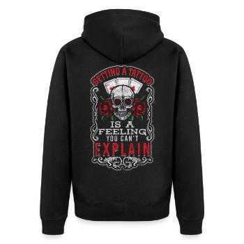 Tätowierer Körperkunst Piercing - Unisex Premium Bio Zip Hoodie - Schwarz - Hinten - Nico (187cm)