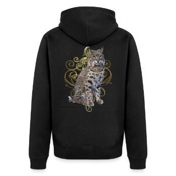 Lynx - Unisex Premium Organic Zip Hoodie - black - Back - Nico (187cm)