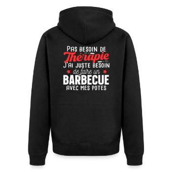 Barbecue Saucisse Viande Humour Grille Cadeau - Veste à capuche bio Premium Unisexe - noir - Dos - Nico (187cm)
