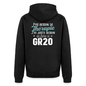 GR20 Corse Randonnée Sport Marathon Cadeau T-shirt - Veste à capuche bio Premium Unisexe - noir - Dos - Nico (187cm)