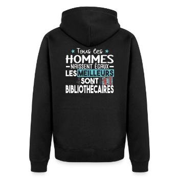 Bibliothécaire Bibliothèque Métier Livre Humour - Veste à capuche bio Premium Unisexe - noir - Dos - Nico (187cm)