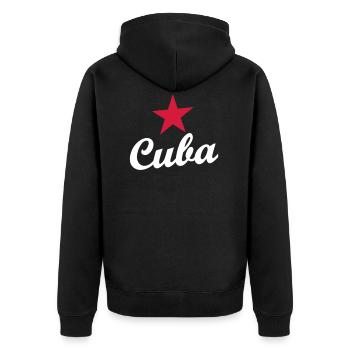 CUBA OLD SCHOOL - Unisex Premium Organic Zip Hoodie - black - Back - Nico (187cm)