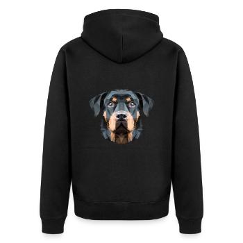 Art Polygon Hund - Rottweiler Liebhaber Geschenk - Unisex Premium Bio Zip Hoodie - Schwarz - Hinten - Nico (187cm)