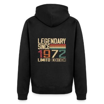 Original 1972 Vintage Geburtstagsgeschenk 1972 - Unisex Premium Bio Zip Hoodie - Schwarz - Hinten - Nico (187cm)