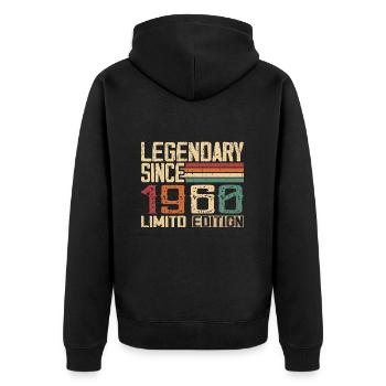 Original 1960er Vintage Geburtstagsgeschenk aus den 1960er Jahren - Unisex Premium Bio Zip Hoodie - Schwarz - Hinten - Nico (187cm)