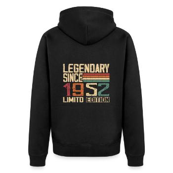 Original 1952 Jahrgang 1952 Geburtstagsgeschenk - Unisex Premium Bio Zip Hoodie - Schwarz - Hinten - Nico (187cm)