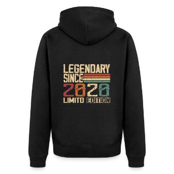 Original 2020 Vintage Geburtstagsgeschenk 2020 - Unisex Premium Bio Zip Hoodie - Schwarz - Hinten - Nico (187cm)