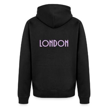 London - Unisex Premium Organic Zip Hoodie - black - Back - Nico (187cm)
