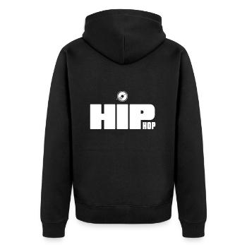 HipHop MC Ghetto Battle Rap Hiphop Label - Unisex Premium Organic Zip Hoodie - black - Back - Nico (187cm)