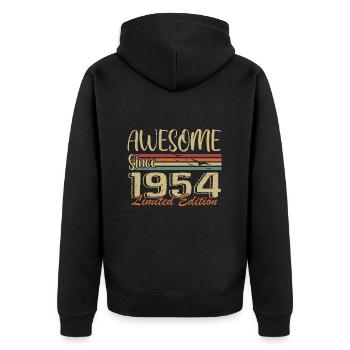 Legenden wurden 1954 geboren Jahrgang 1954 - Unisex Premium Bio Zip Hoodie - Schwarz - Hinten - Nico (187cm)