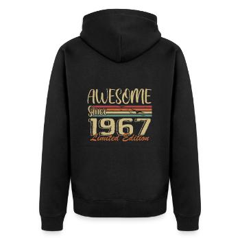 Legenden wurden 1967 geboren Jahrgang 1967 - Unisex Premium Bio Zip Hoodie - Schwarz - Hinten - Nico (187cm)