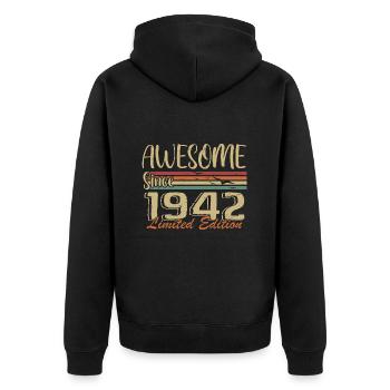 Legends Are Born In 1942 Vintage 1942 - Unisex Premium Organic Zip Hoodie - black - Back - Nico (187cm)