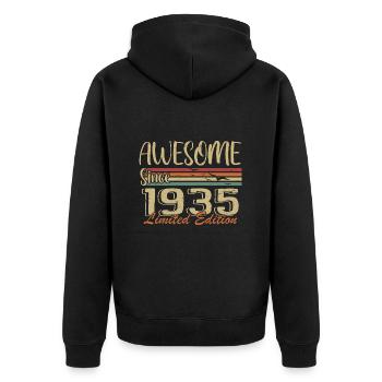 Legenden werden 1935 geboren Jahrgang 1935 - Unisex Premium Bio Zip Hoodie - Schwarz - Hinten - Nico (187cm)