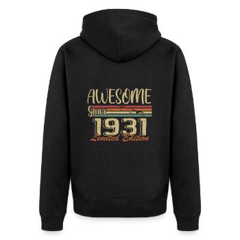 Legends were born in 1931 Vintage 1931 - Unisex Premium Organic Zip Hoodie - black - Back - Nico (187cm)