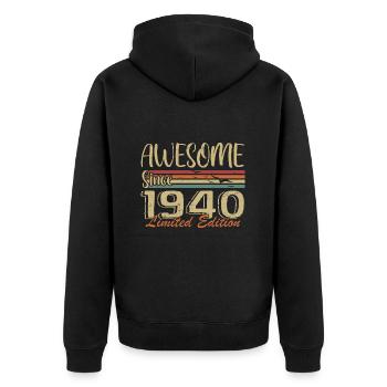 Legenden werden 1940 geboren Jahrgang 1940 - Unisex Premium Bio Zip Hoodie - Schwarz - Hinten - Nico (187cm)