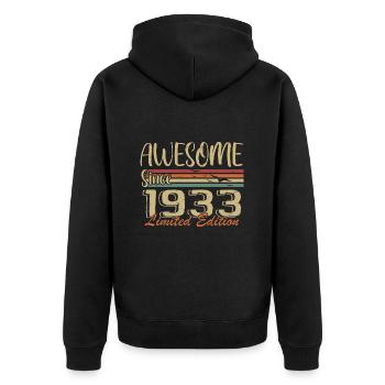 Legenden werden 1933 geboren Jahrgang 1933 - Unisex Premium Bio Zip Hoodie - Schwarz - Hinten - Nico (187cm)
