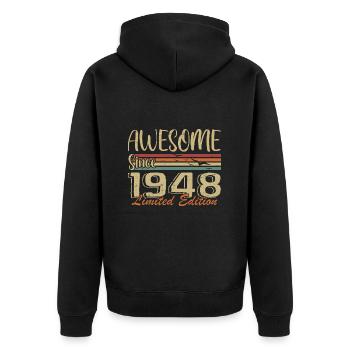 Legends Were Born In 1948 Vintage 1948 - Unisex Premium Organic Zip Hoodie - black - Back - Nico (187cm)