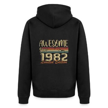 Legenden wurden 1982 geboren Jahrgang 1982 - Unisex Premium Bio Zip Hoodie - Schwarz - Hinten - Nico (187cm)