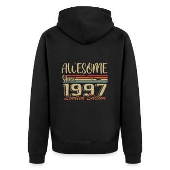 Legenden wurden 1997 geboren Jahrgang 1997 - Unisex Premium Bio Zip Hoodie - Schwarz - Hinten - Nico (187cm)