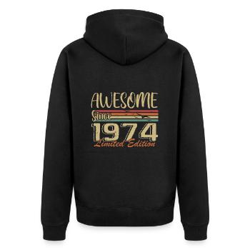 Legenden wurden 1974 geboren Jahrgang 1974 - Unisex Premium Bio Zip Hoodie - Schwarz - Hinten - Nico (187cm)