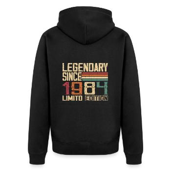 Original 1984 Vintage Geburtstagsgeschenk 1984 - Unisex Premium Bio Zip Hoodie - Schwarz - Hinten - Nico (187cm)