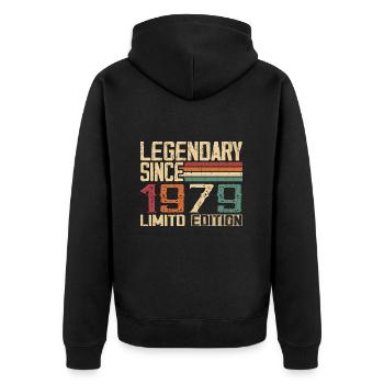 Original 1979 Vintage Birthday Gift 1979 - Unisex Premium Organic Zip Hoodie - black - Back - Nico (187cm)
