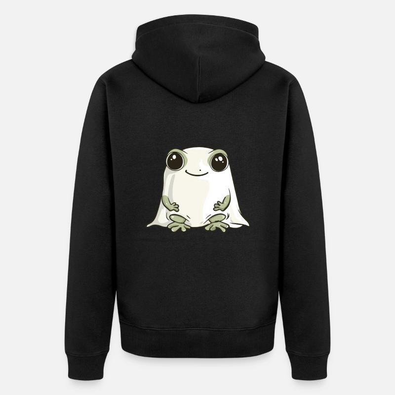 Frosch Halloween Comic Geist - Unisex Premium Bio Zip Hoodie - Schwarz