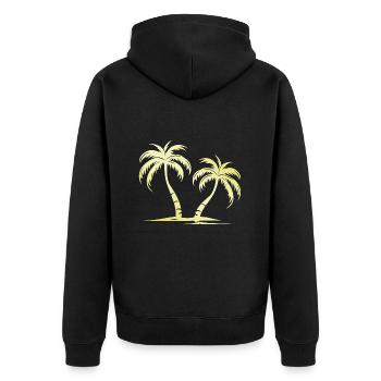 Palmen Gold - Unisex Premium Bio Zip Hoodie - Schwarz - Hinten - Nico (187cm)
