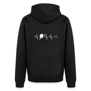 Tischtennisspieler Herzschlag Tischtennis - Unisex Premium Bio Zip Hoodie - Schwarz - Hinten - Nico (187cm)