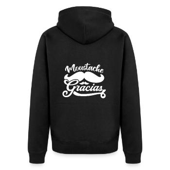 Schnurrbart Gracias Humor - Unisex Premium Bio Zip Hoodie - Schwarz - Hinten - Nico (187cm)