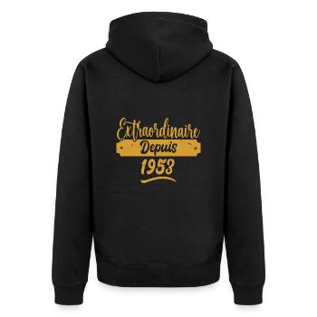 Extraordinaire Depuis 1953 | Cadeau Anniversaire - Veste à capuche bio Premium Unisexe - noir - Dos - Nico (187cm)