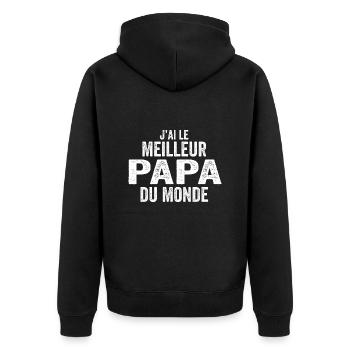 J'ai Le Meilleur Papa Du Monde | Meilleur Papa - Veste à capuche bio Premium Unisexe - noir - Dos - Nico (187cm)