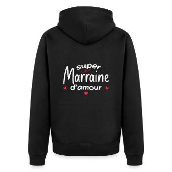 Marraine D'amour - Cadeau Meilleure Marraine - Veste à capuche bio Premium Unisexe - noir - Dos - Nico (187cm)