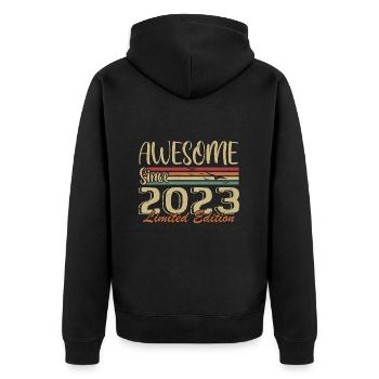 Legends Are Born In 2023 Vintage 2023 - Unisex Premium Organic Zip Hoodie - black - Back - Nico (187cm)