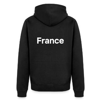 Frankreich - Unisex Premium Bio Zip Hoodie - Schwarz - Hinten - Nico (187cm)